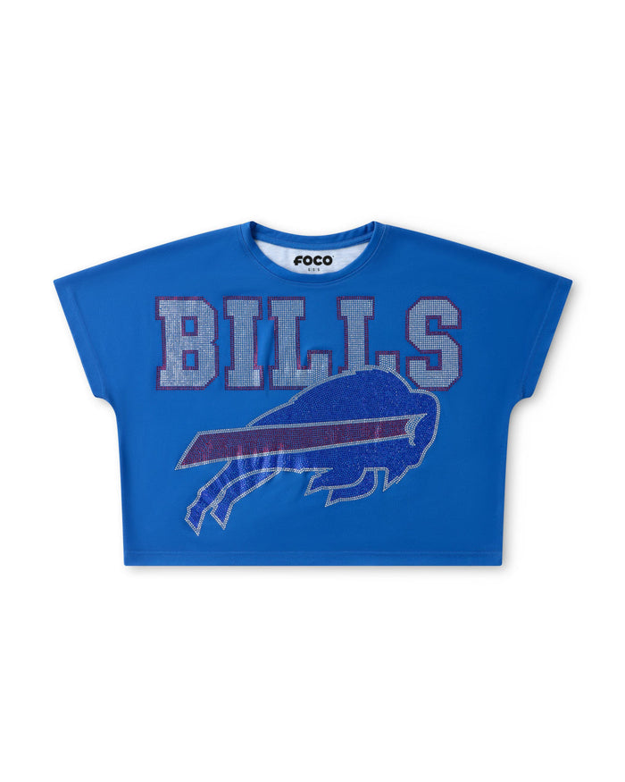 Buffalo Bills Big Wordmark Rhinestone Crop Top FOCO S - FOCO.com