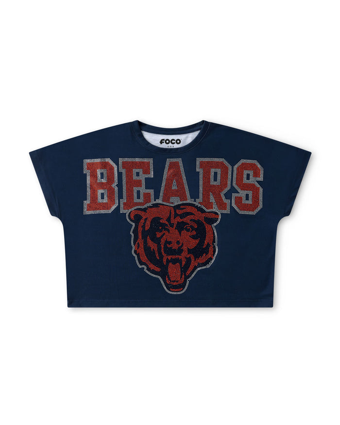 Chicago Bears Big Wordmark Rhinestone Crop Top FOCO S - FOCO.com