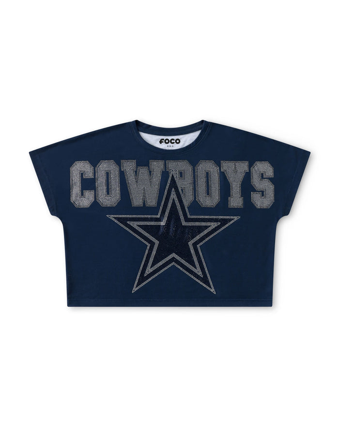 Dallas Cowboys Big Wordmark Rhinestone Crop Top FOCO S - FOCO.com