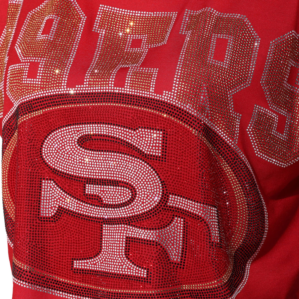 San Francisco 49ers Big Wordmark Rhinestone Crop Top FOCO