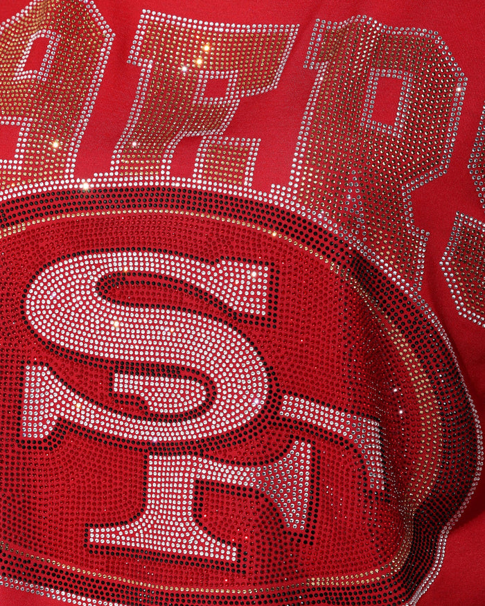 San Francisco 49ers Big Wordmark Rhinestone Crop Top FOCO S - FOCO.com