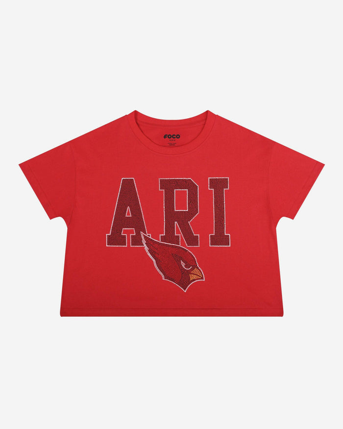 Arizona Cardinals Womens Rhinestone Logo Crop Top FOCO S - FOCO.com