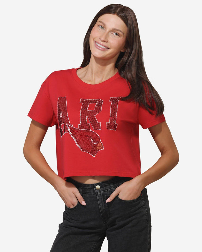 Arizona Cardinals Womens Rhinestone Logo Crop Top FOCO S - FOCO.com