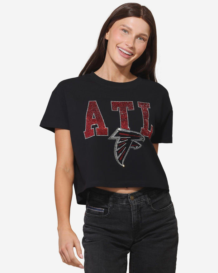 Atlanta Falcons Womens Rhinestone Logo Crop Top FOCO S - FOCO.com
