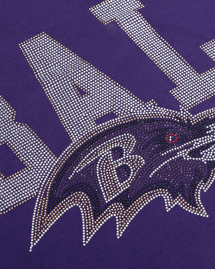 Baltimore Ravens Womens Rhinestone Logo Crop Top FOCO S - FOCO.com