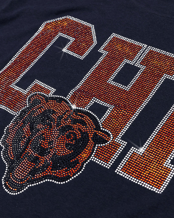 Chicago Bears Womens Rhinestone Logo Crop Top FOCO S - FOCO.com