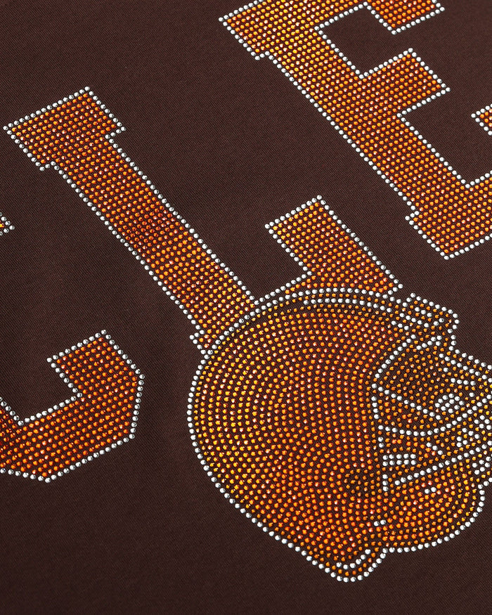 Cleveland Browns Womens Rhinestone Logo Crop Top FOCO S - FOCO.com