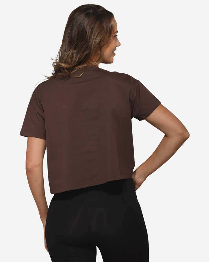 Cleveland Browns Womens Rhinestone Logo Crop Top FOCO S - FOCO.com