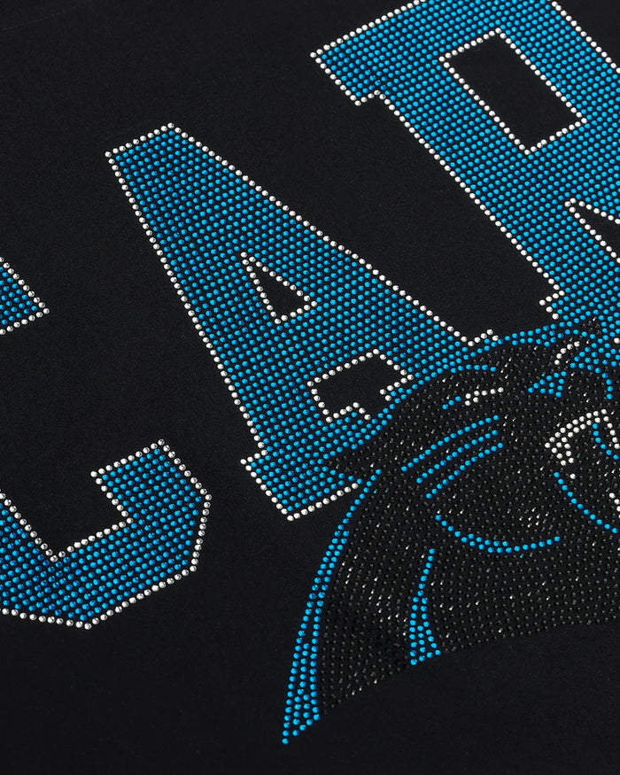 Carolina Panthers Womens Rhinestone Logo Crop Top FOCO S - FOCO.com