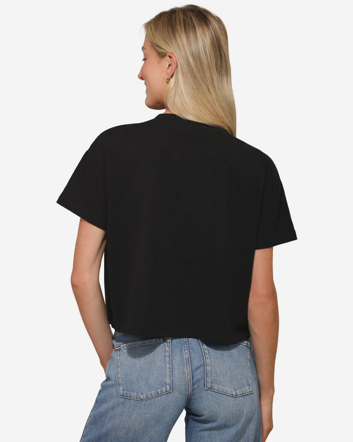 Carolina Panthers Womens Rhinestone Logo Crop Top FOCO S - FOCO.com