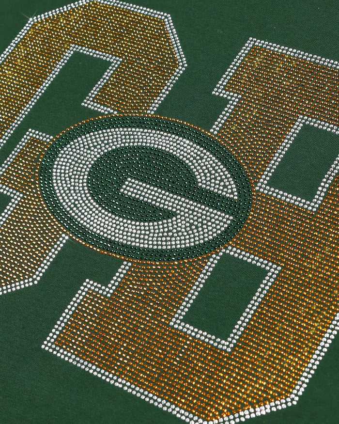 Green Bay Packers Womens Rhinestone Logo Crop Top FOCO S - FOCO.com