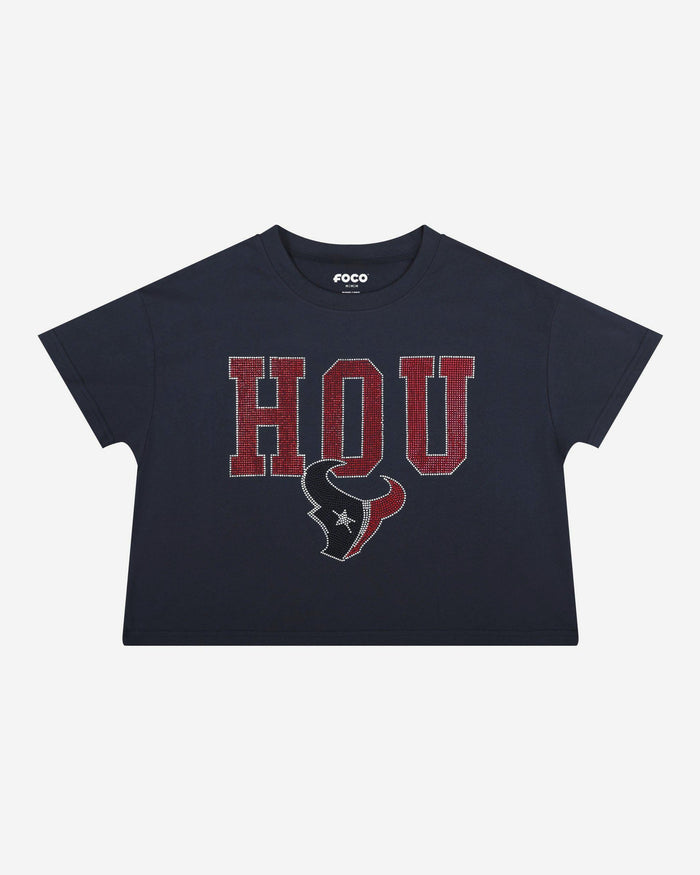 Houston Texans Womens Rhinestone Logo Crop Top FOCO S - FOCO.com