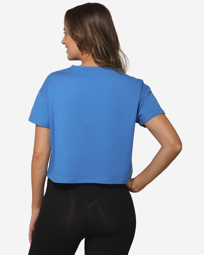 Los Angeles Chargers Womens Rhinestone Logo Crop Top FOCO S - FOCO.com