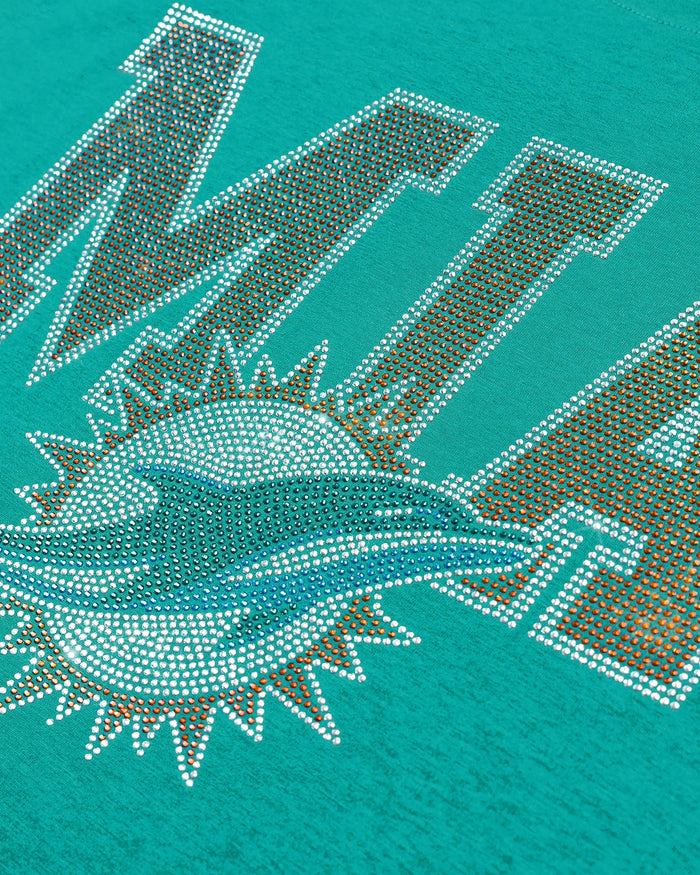 Miami Dolphins Womens Rhinestone Logo Crop Top FOCO S - FOCO.com