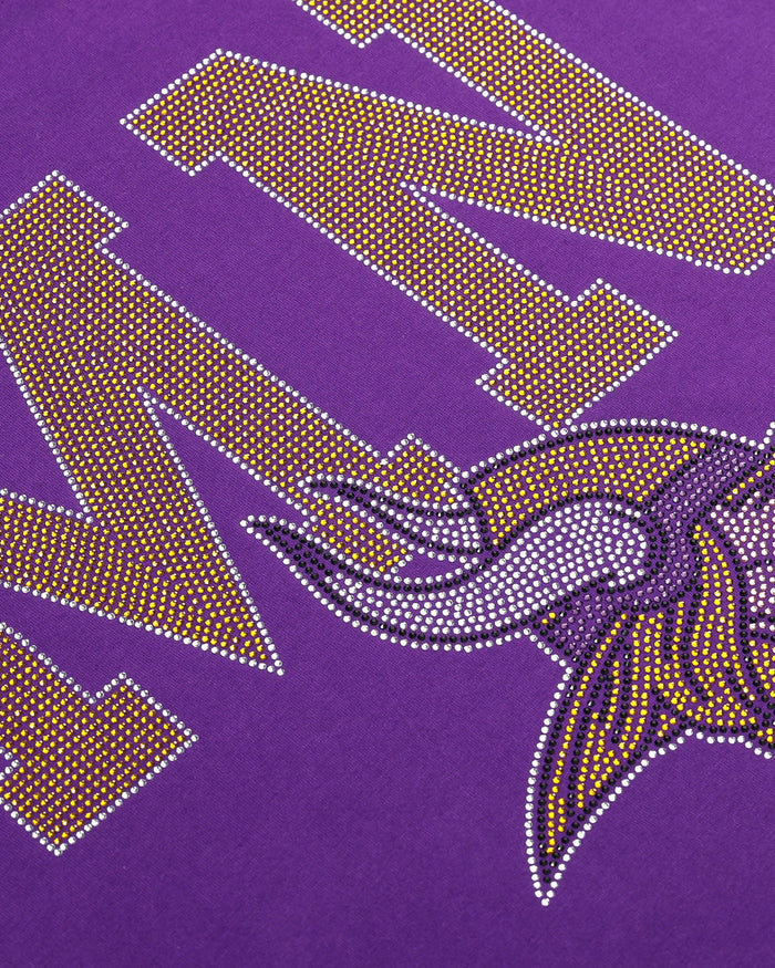 Minnesota Vikings Womens Rhinestone Logo Crop Top FOCO S - FOCO.com