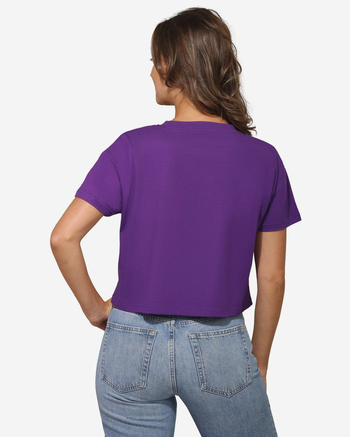 Minnesota Vikings Womens Rhinestone Logo Crop Top FOCO S - FOCO.com