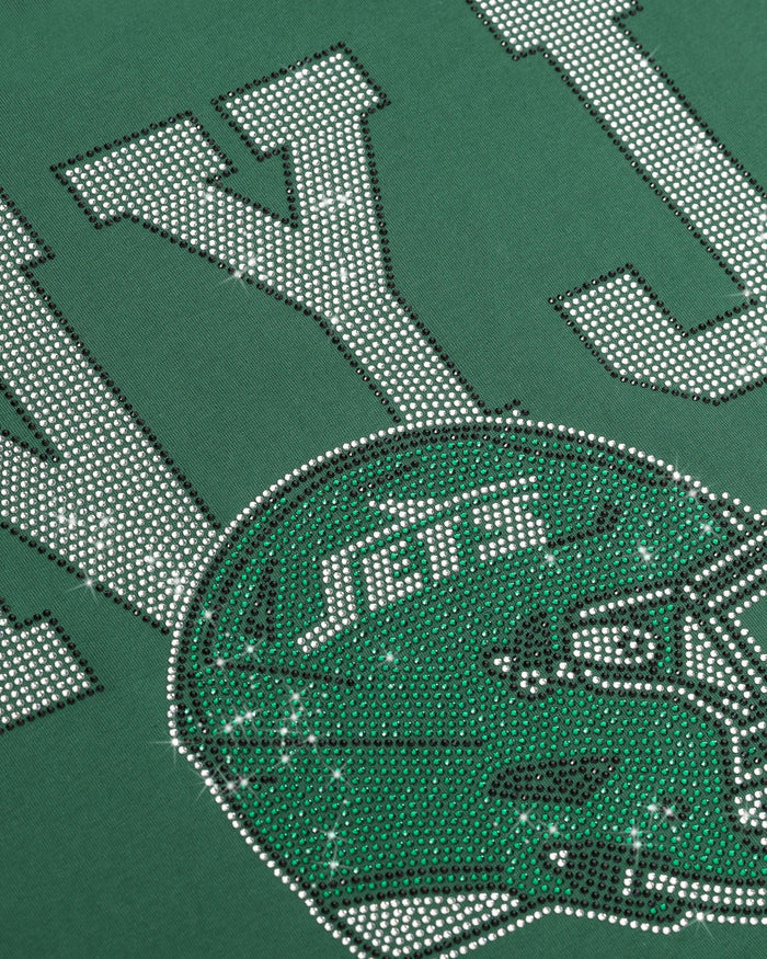New York Jets Womens Rhinestone Logo Crop Top FOCO S - FOCO.com
