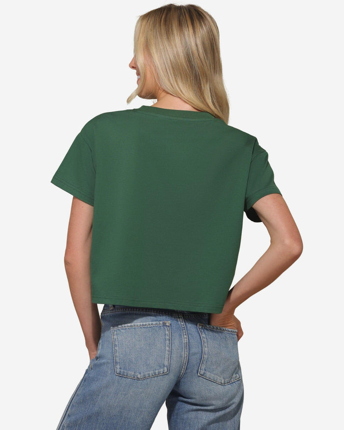 New York Jets Womens Rhinestone Logo Crop Top FOCO S - FOCO.com