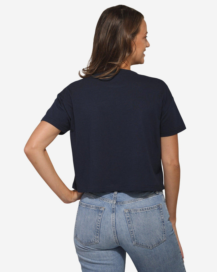 New England Patriots Womens Rhinestone Logo Crop Top FOCO S - FOCO.com