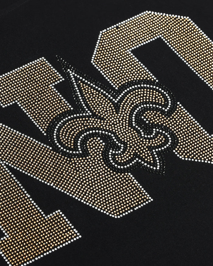 New Orleans Saints Womens Rhinestone Logo Crop Top FOCO S - FOCO.com