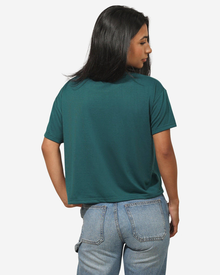 Philadelphia Eagles Womens Rhinestone Logo Crop Top FOCO S - FOCO.com