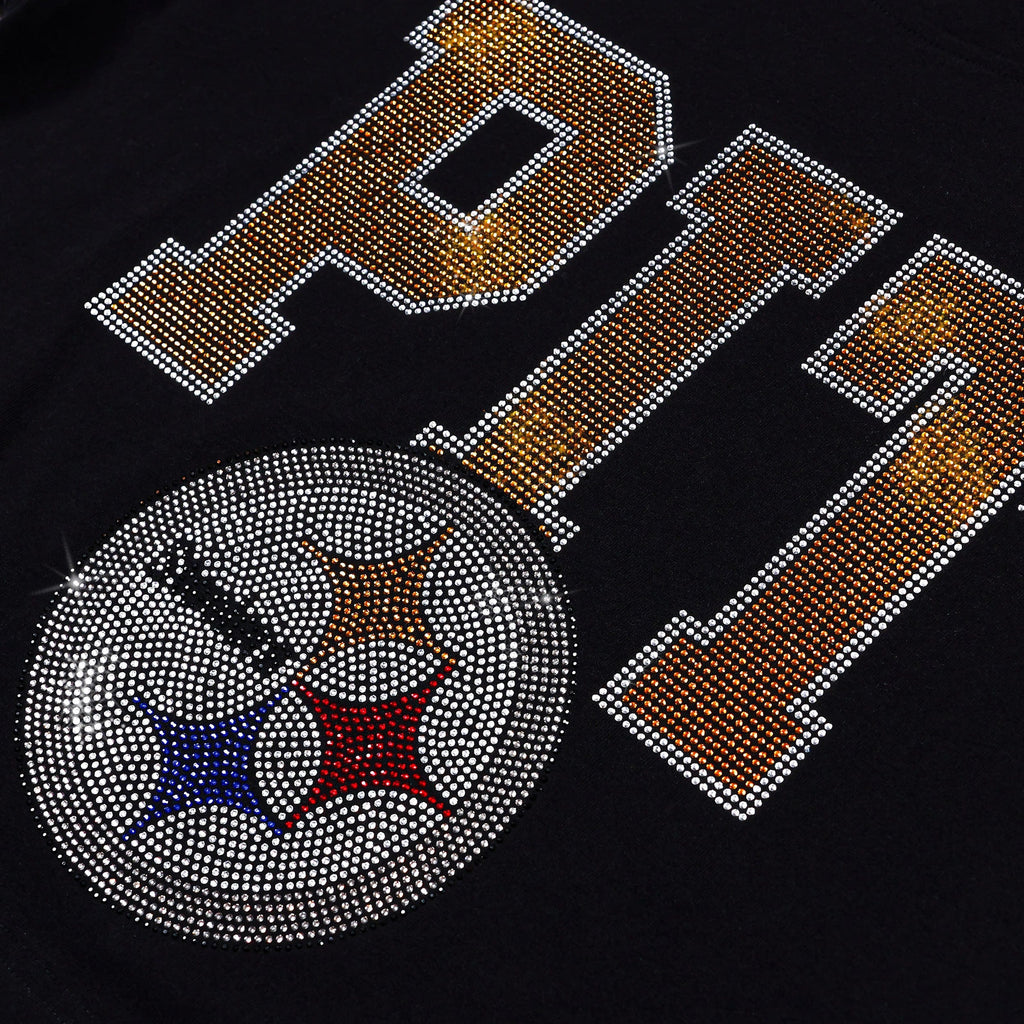 Pittsburgh Steelers Womens Rhinestone Logo Crop Top FOCO