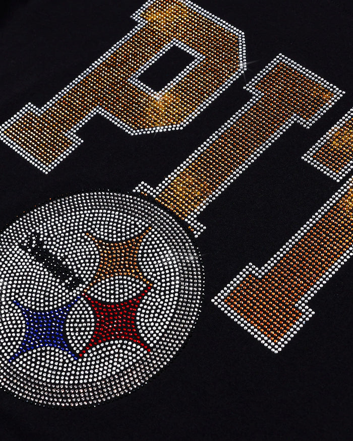 Pittsburgh Steelers Womens Rhinestone Logo Crop Top FOCO S - FOCO.com