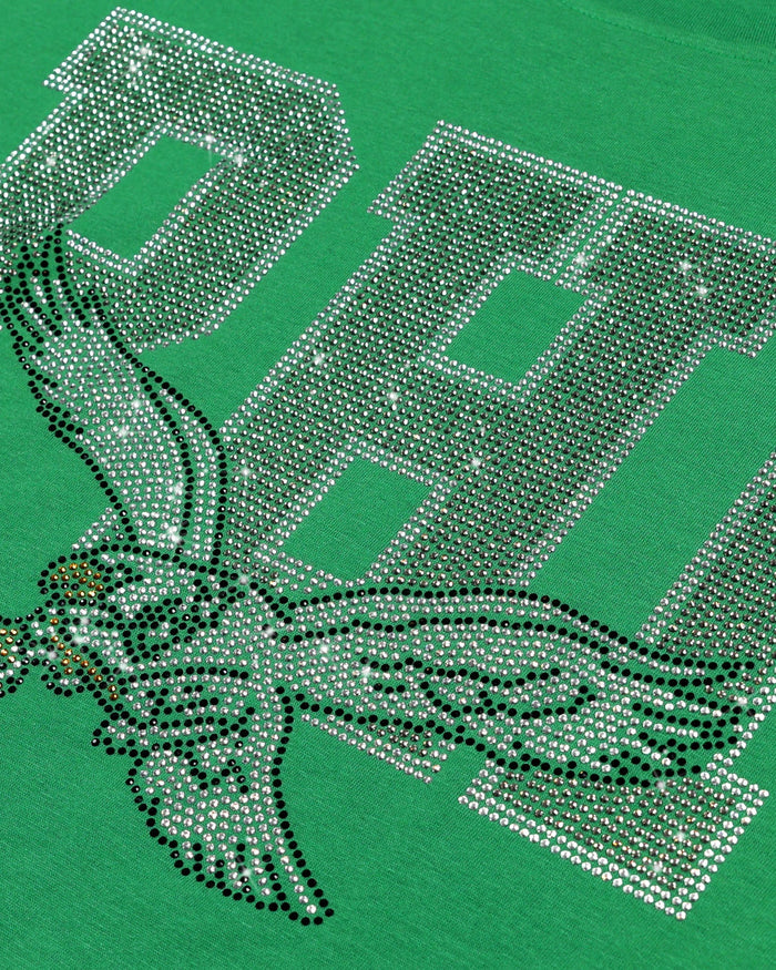 Philadelphia Eagles Womens Kelly Green Rhinestone Logo Crop Top FOCO S - FOCO.com