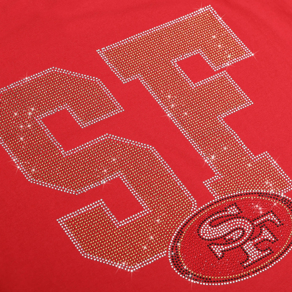 San Francisco 49ers Womens Rhinestone Logo Crop Top FOCO
