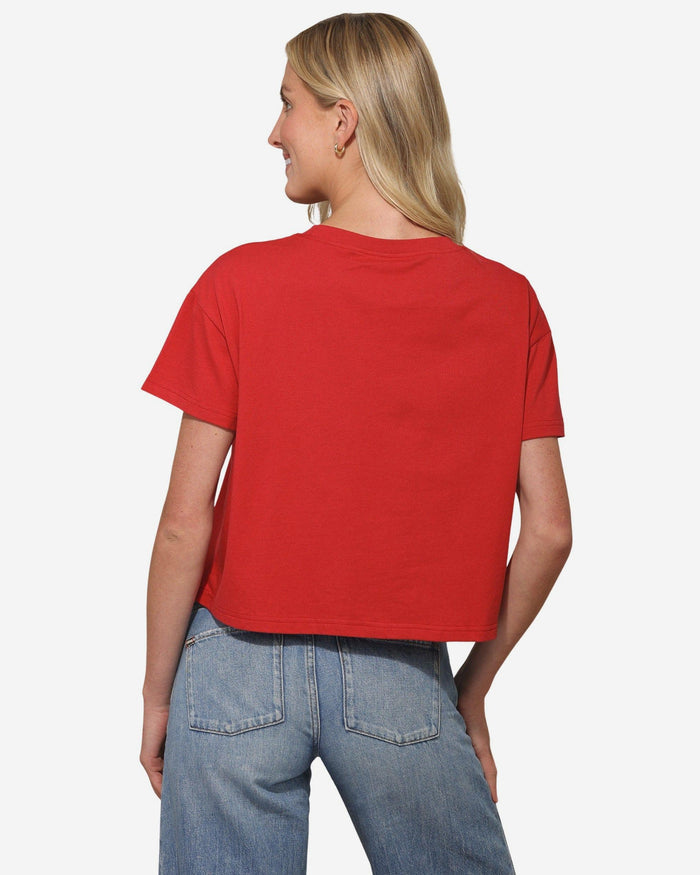 San Francisco 49ers Womens Rhinestone Logo Crop Top FOCO S - FOCO.com