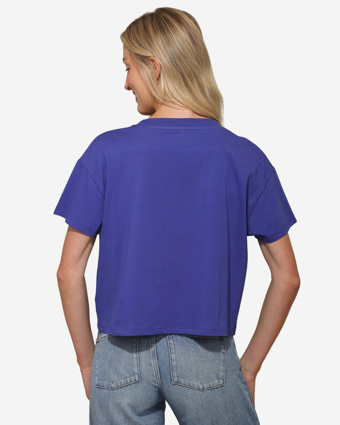 Los Angeles Rams Womens Rhinestone Logo Crop Top FOCO S - FOCO.com