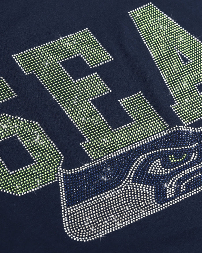 Seattle Seahawks Womens Rhinestone Logo Crop Top FOCO S - FOCO.com