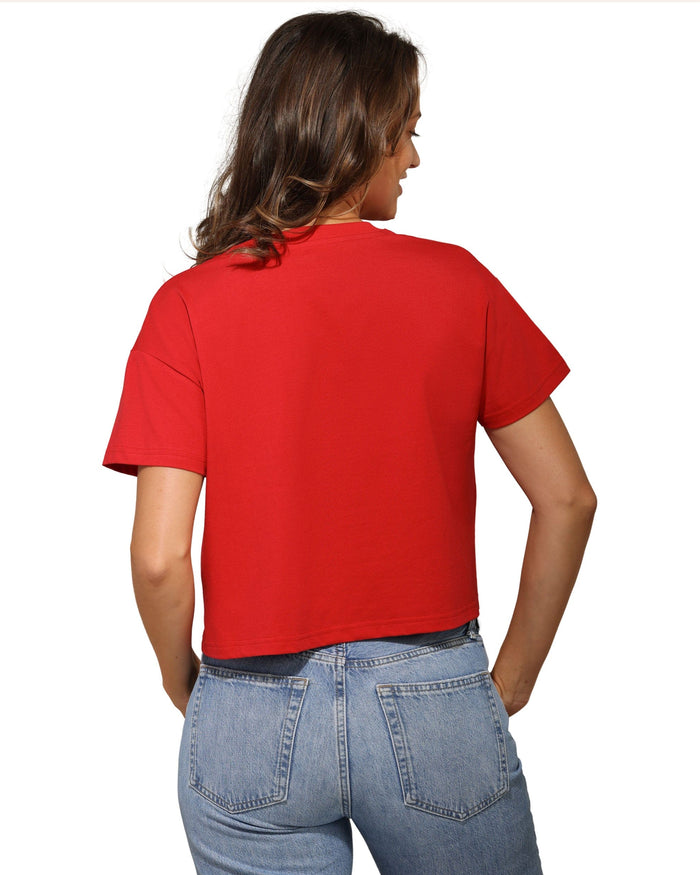 Tampa Bay Buccaneers Womens Rhinestone Logo Crop Top FOCO S - FOCO.com