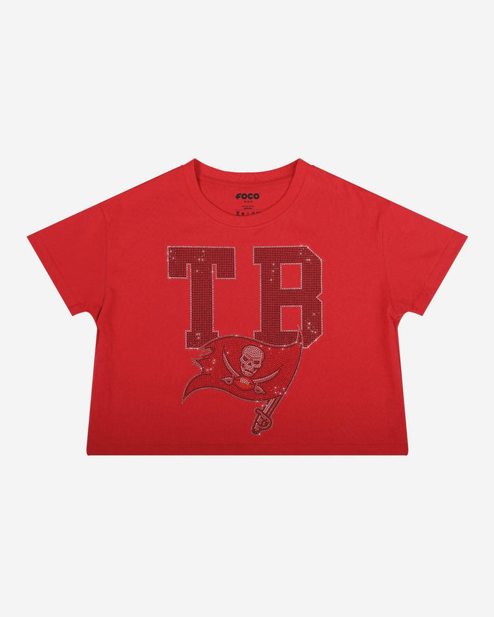 Tampa Bay Buccaneers Womens Rhinestone Logo Crop Top FOCO S - FOCO.com