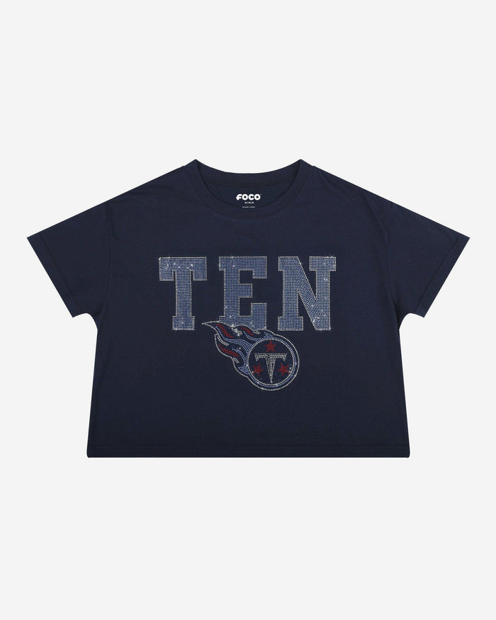 Tennessee Titans Womens Rhinestone Logo Crop Top FOCO S - FOCO.com