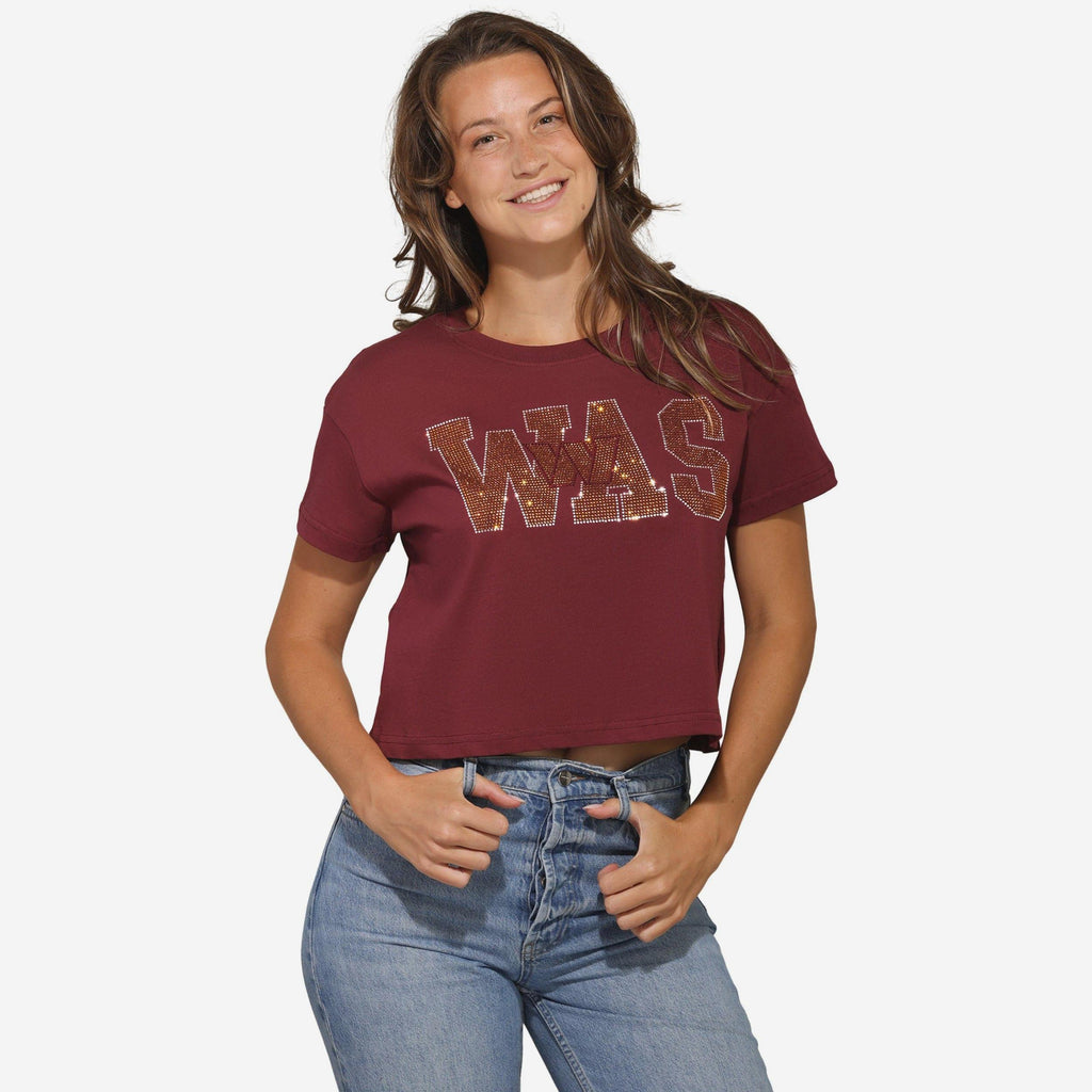 Washington Commanders Womens Rhinestone Logo Crop Top FOCO S - FOCO.com
