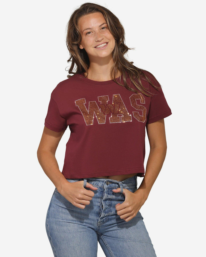 Washington Commanders Womens Rhinestone Logo Crop Top FOCO S - FOCO.com