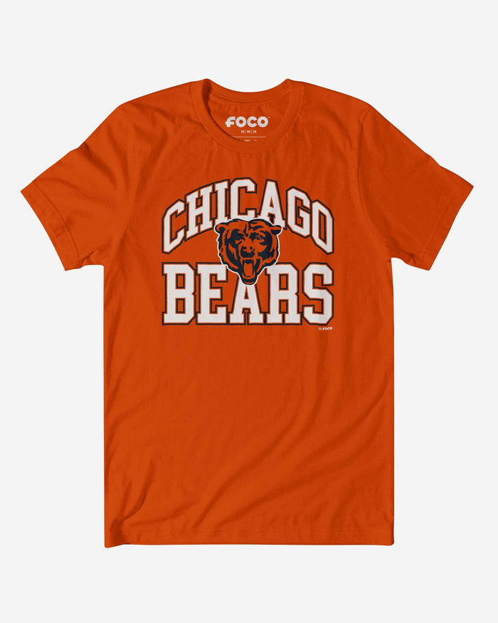 Chicago Bears Arched Wordmark T-Shirt FOCO Team Orange S - FOCO.com