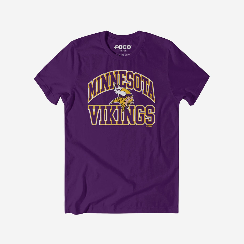 Minnesota Vikings Arched Wordmark T-Shirt FOCO Team Purple S - FOCO.com