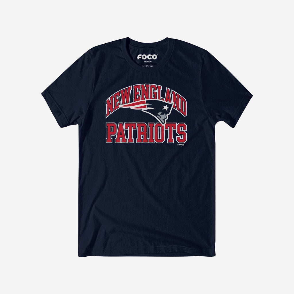New England Patriots Arched Wordmark T-Shirt FOCO Navy S - FOCO.com