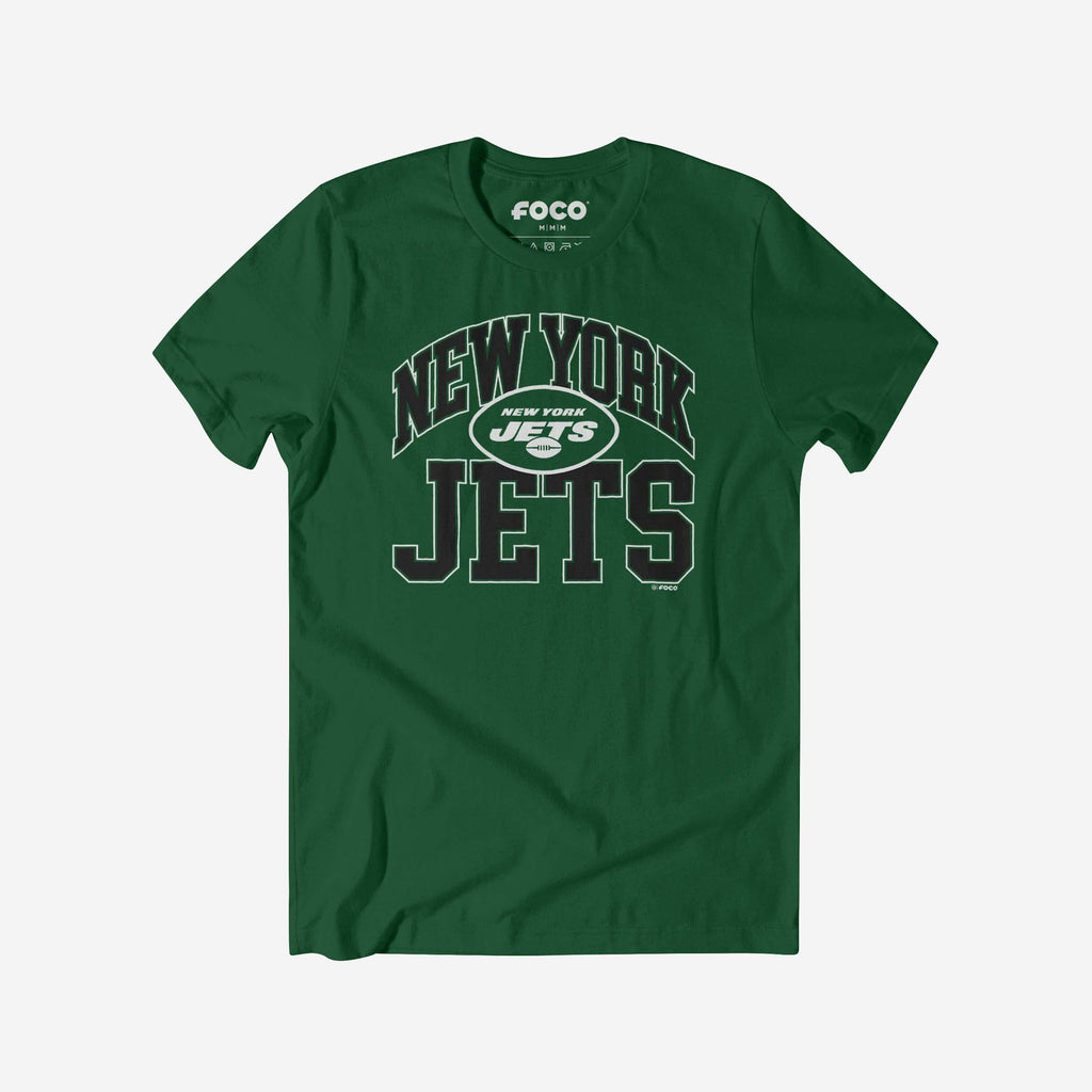 New York Jets Arched Wordmark T-Shirt FOCO Evergreen S - FOCO.com