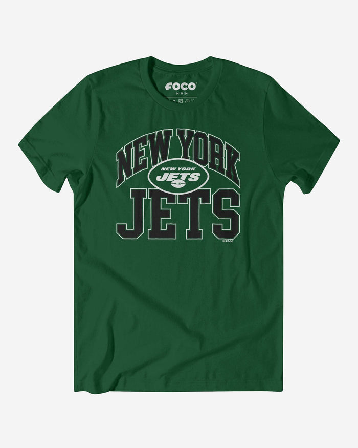 New York Jets Arched Wordmark T-Shirt FOCO Evergreen S - FOCO.com