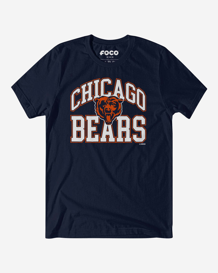 Chicago Bears Arched Wordmark T-Shirt FOCO Navy S - FOCO.com