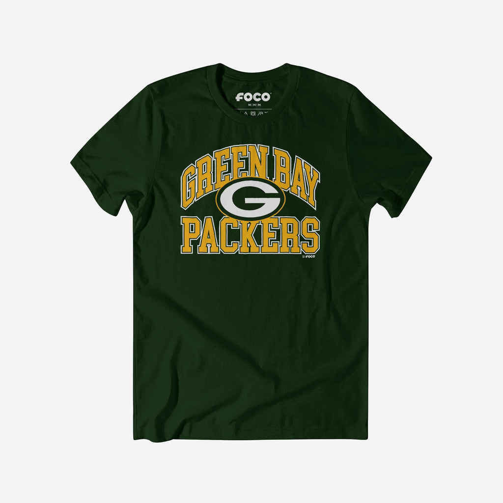 Green Bay Packers Arched Wordmark T-Shirt FOCO Forest S - FOCO.com