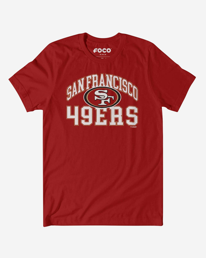 San Francisco 49ers Arched Wordmark T-Shirt FOCO Canvas Red S - FOCO.com