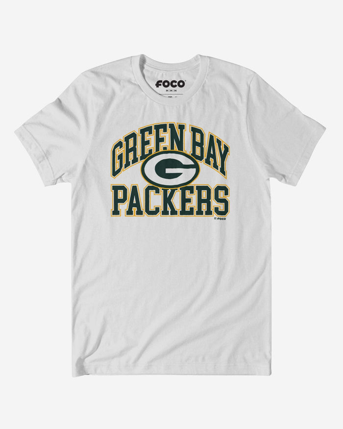 Green Bay Packers Arched Wordmark T-Shirt FOCO White S - FOCO.com