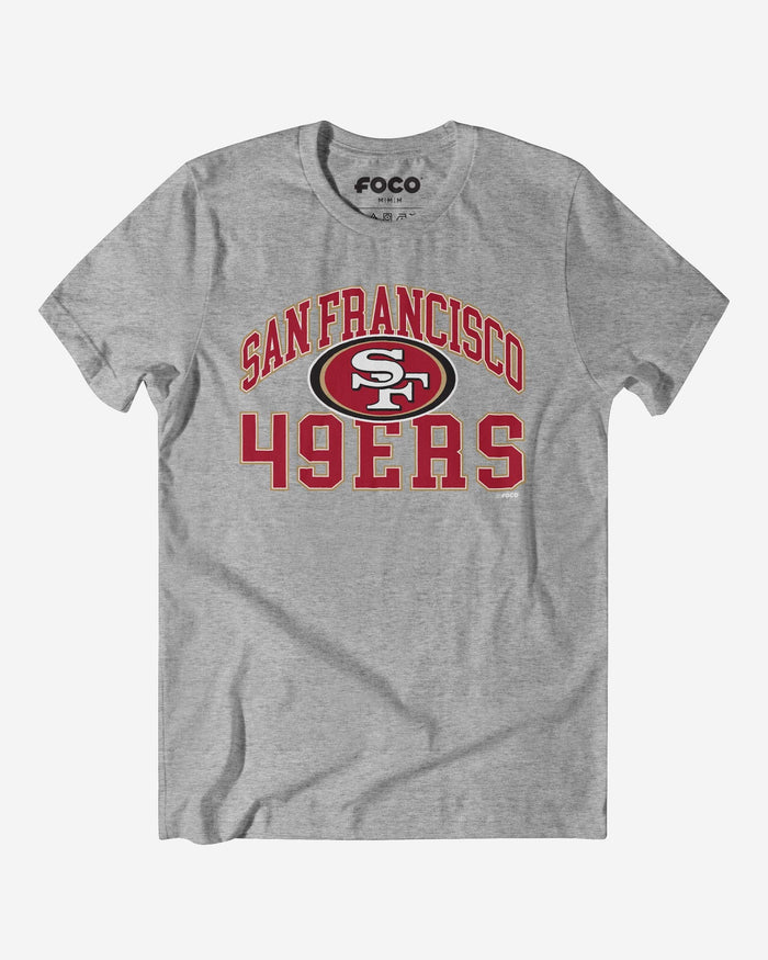 San Francisco 49ers Arched Wordmark T-Shirt FOCO Athletic Heather S - FOCO.com