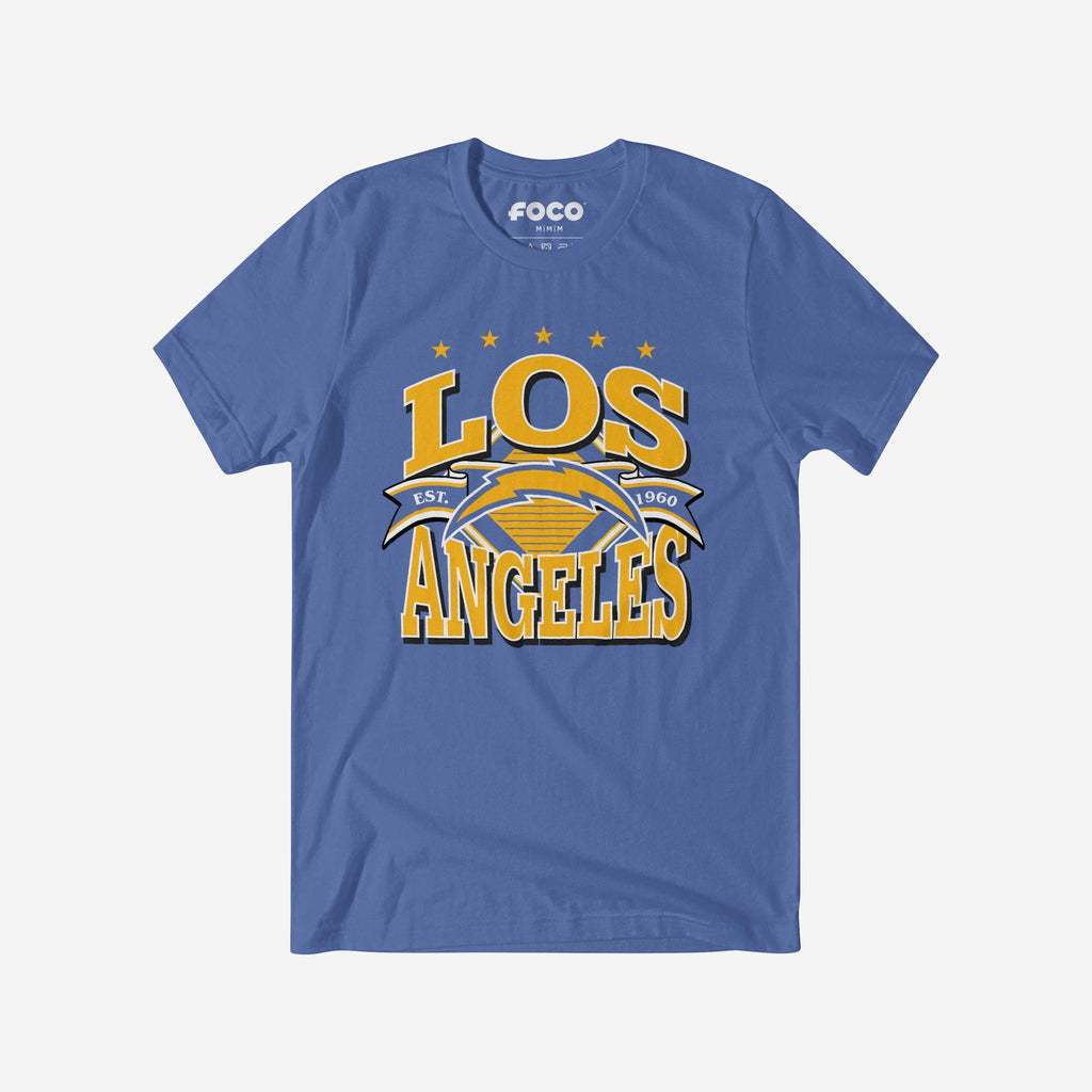 Los Angeles Chargers Established Banner T-Shirt FOCO Columbia Blue S - FOCO.com