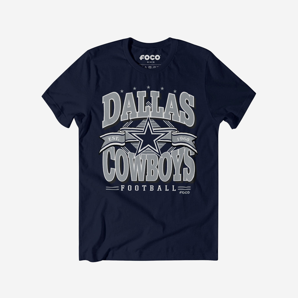 Dallas Cowboys Established Banner T-Shirt FOCO Navy S - FOCO.com