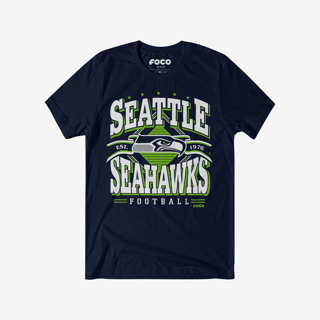 Seattle Seahawks Established Banner T-Shirt FOCO Navy S - FOCO.com